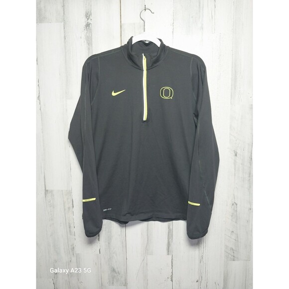 Nike Dri-Fit Men's Large Gray Yellow 1/4 Zip Pullover Oregon Ducks - Picture 1 of 7